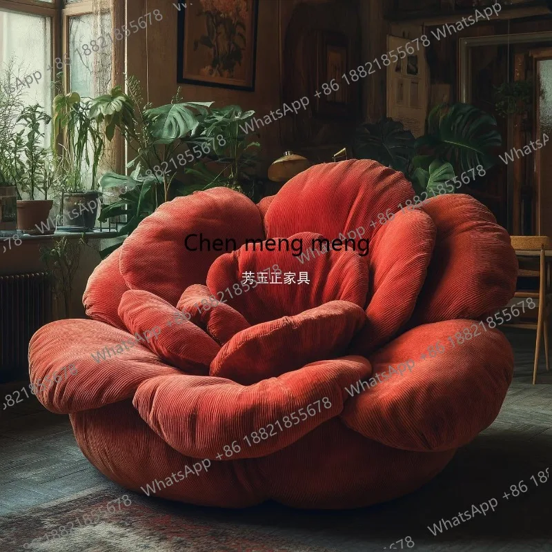 

Легкий роскошный диван-лепесток в стиле ретро, розовое фланелевое сиденье в виде лотоса, спальня, балкон, откидное кресло для отдыха и сидения