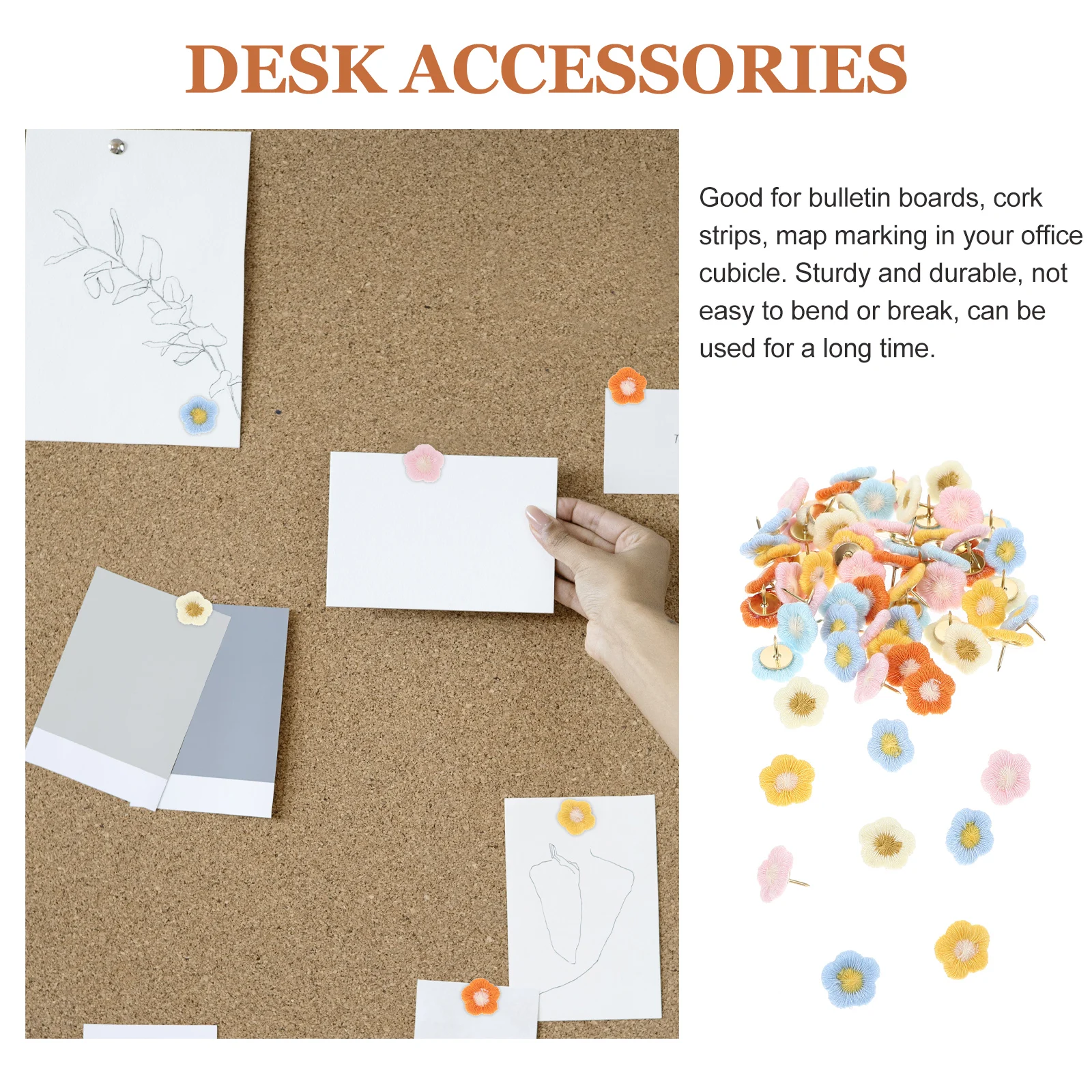 

60pcs Flower Shaped Push Pins Multi-Function Thumbtacks Board Accessories Delicate Office Desk Home Supply Map