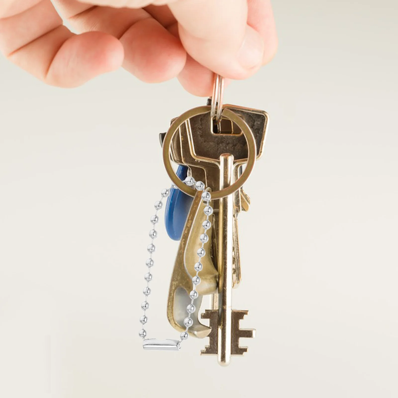 

100pcs Metal Bead Keychain Keychain Durable Metal Bead Connector Adjustable Clasp Ring Jewelry Making Silver Iron