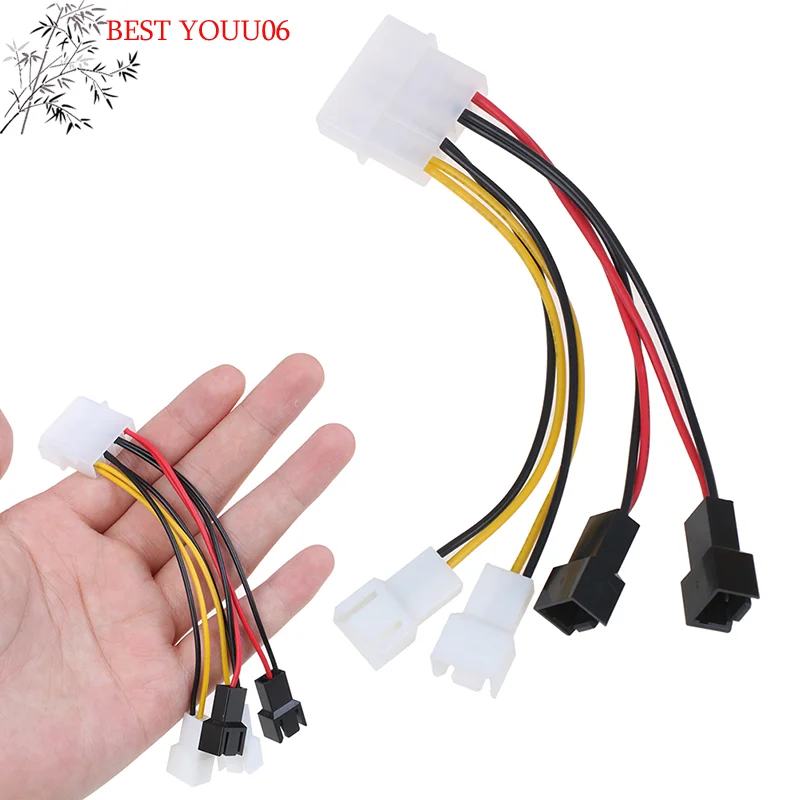 

(YOUU06)1pc 4-Pin Molex To 3-Pin Fan Power Cable Adapter Connector 12v*2/ 5v*2 Computer Cooling Fan Cable For CPU PC Case Fan Ca