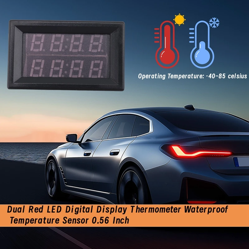 Dual Red LED Digital Display เครื่องวัดอุณหภูมิเซ็นเซอร์อุณหภูมิกันน้ํา 0.56 นิ้ว