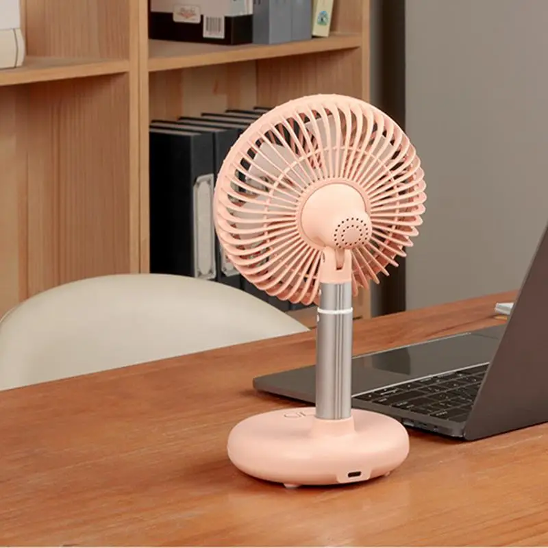 Portable Pedestal Fan USB Oscillating Fan Desktop Telescopic Cooler Enhanced Airflow Silent Studying And Reading Cooler Fan For