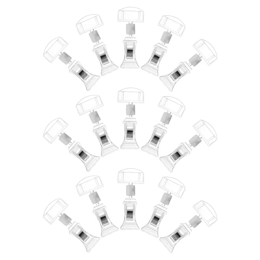 15pcs Ad Sign Display Clips Rotatable Merchandise Label Holders Transparent Price Tag Table Sign Holders for Store