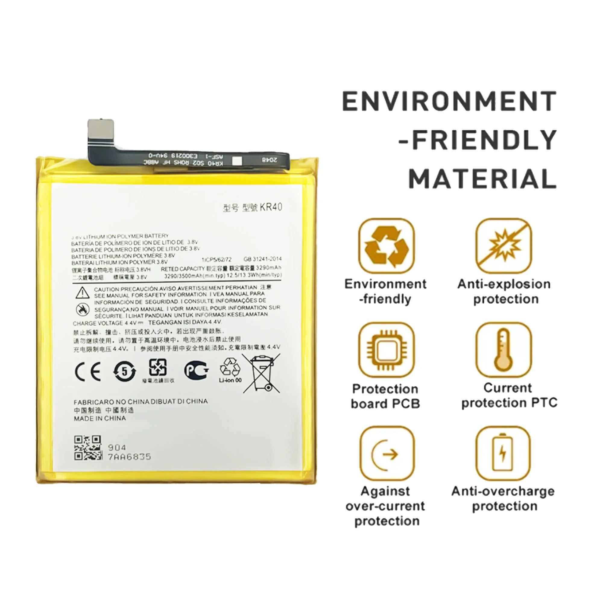 KR40 Mobile Phone Replacement Battery For Motorola Moto One Action XT2013-1 / One Vision XT1970-1 Repair Part Original Capacity