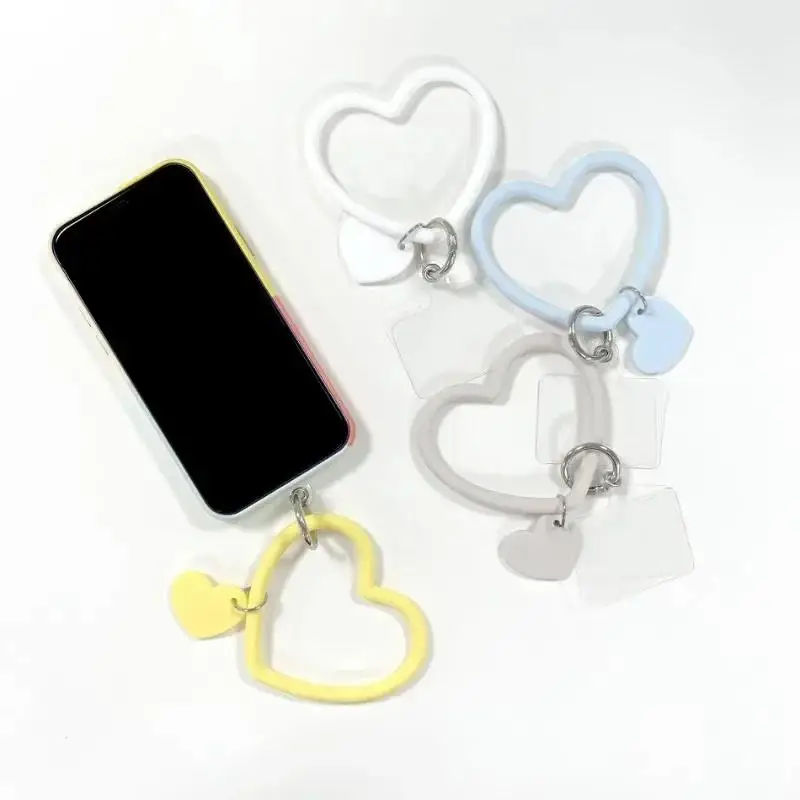 

1Pc Silicone Heart Loop Cell Phone Hand DYM Wrist Strap With Key Chain Holder - Universal Mobile Straps For All Smartphones