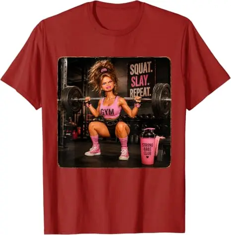 Lustiges Fitness-T-Shirt mit Meme-Humor: Ekelhaftes Gym-Girl, Y2K-Puppen-Gesicht, Damenmode, Gewichtheben-Grafik, Baumwollbekleidung – Detail 9