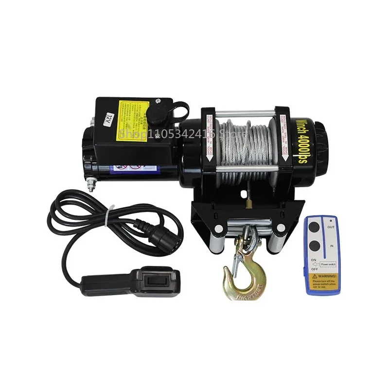 Electric Vehicle Winch with Remote Control Hoist Synthetic Tow Rope Off-Road Pulling Lifting Tool for Car Crane