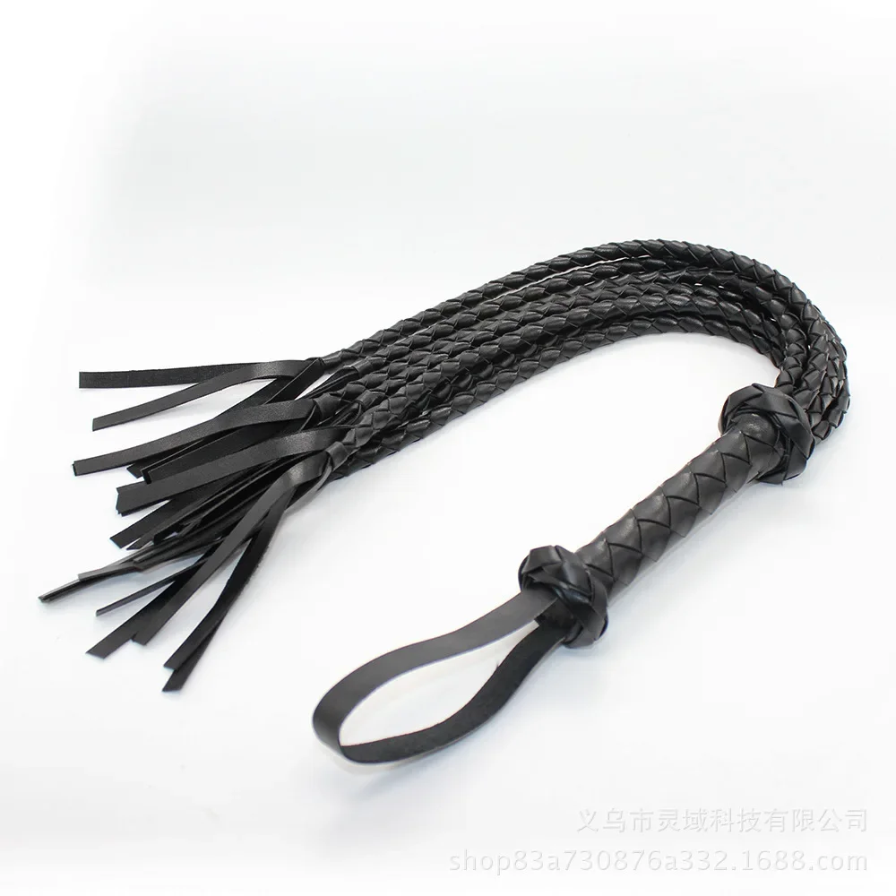 Black&Red Braided Handle Tails Handle Leather Flogger Handmade Horse Whip Horse Racing Flogger new