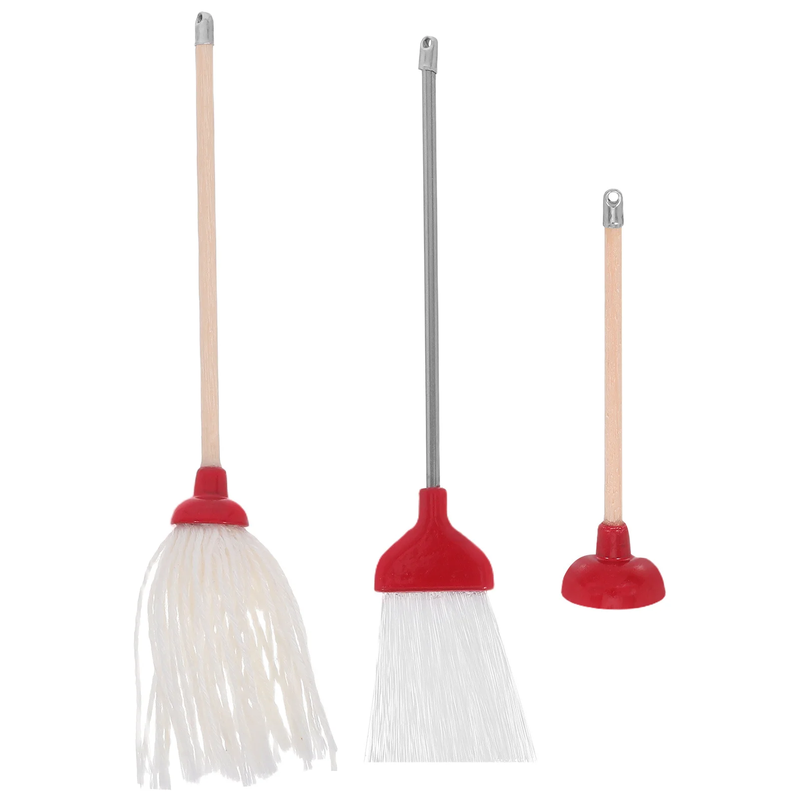 

3Pcs Miniature Cleaning Set Compact Mop Broom Toilet Plunger Dollhouse Bathroom Accessories Encourages Roleplaying Skills