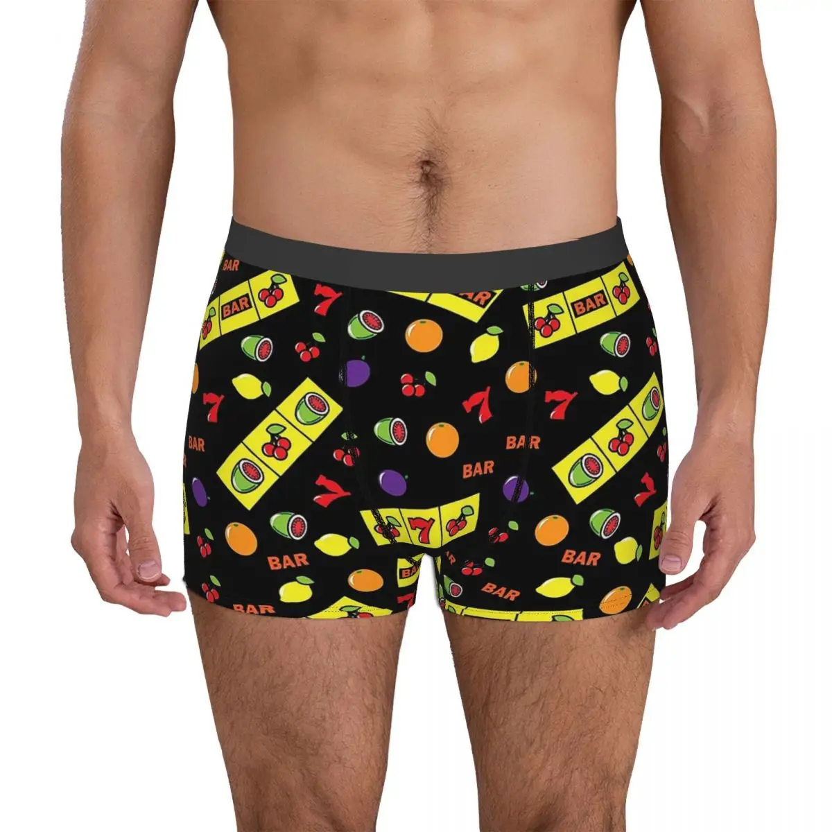 Casino Lucky Slots Cherry Melon Lemon Fruit Pattern Underpants Homme Panties Male Underwear Sexy Shorts Boxer Briefs