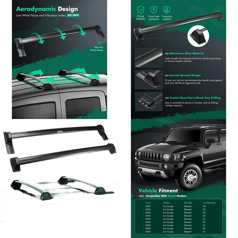 

2003-2011 Алюминиевые поперечины на крышу Element SUV с комплектом направляющих для стойки для камня