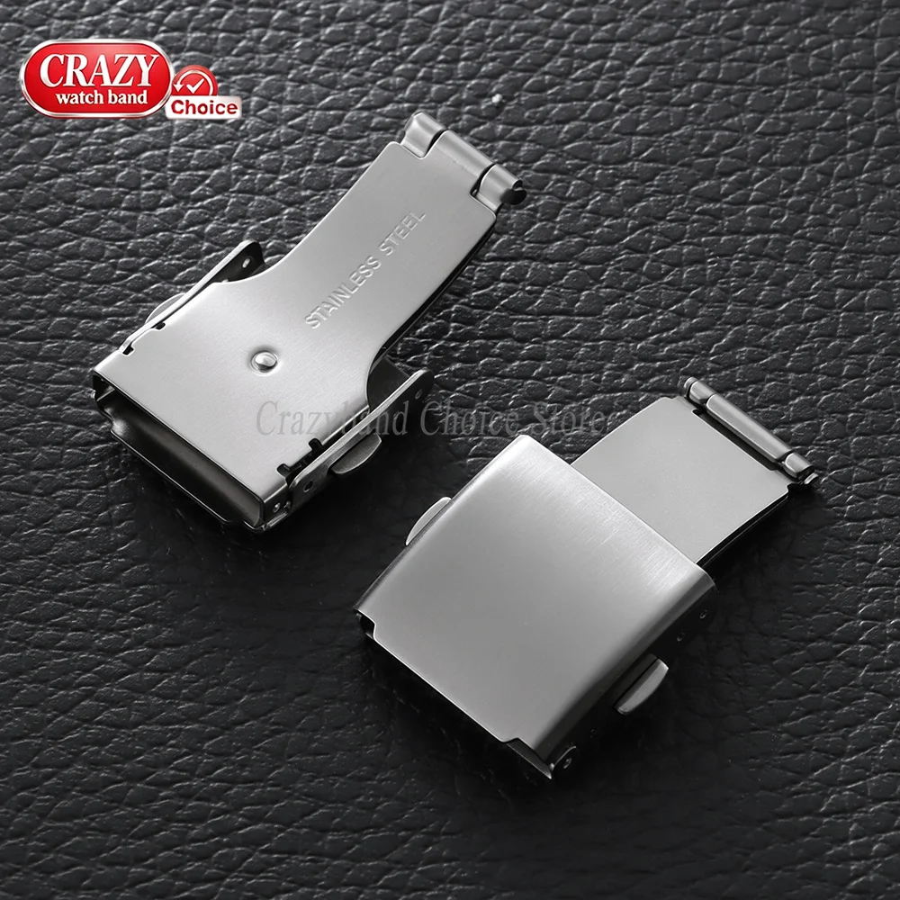 16mm 18mm 20mm 22mm 24mm Stainless Steel Watch Buckle Push Fold Deployment Folding Clasp For Seiko Button Accessories Universal