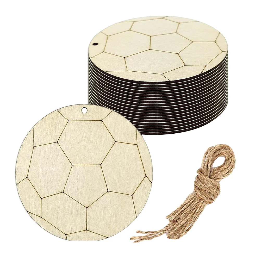 

20 Football Shaped Wooden Cutouts DIY Craft Supplies Unfinished Slices Graffiti Pieces Home Accessories