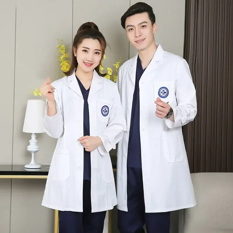 Korean version white coat women's short male doctor nurse coat beautician hospital special laboratory doctor one