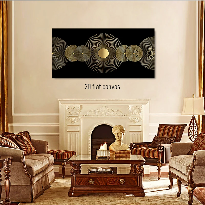 1pcs Modern Light Luxury Metal Texture Circular Radiant Line Decorative Painting Living Room Entrance Background Wall Hanging Pa