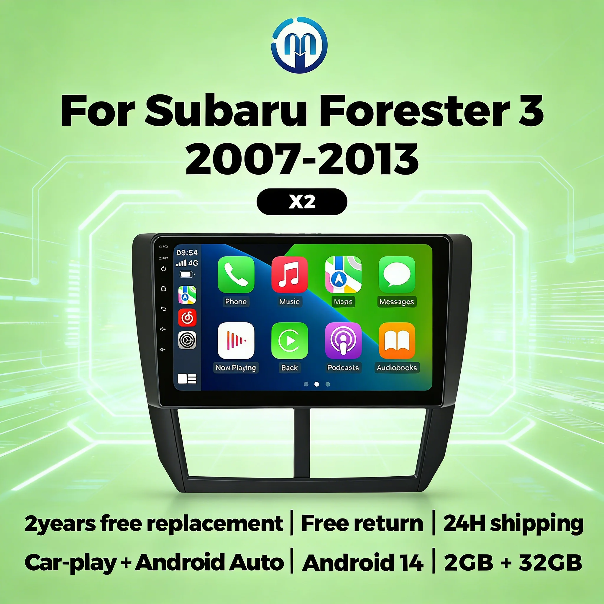 

2DIN автомагнитола с CarPlay и Android Auto для Subaru Forester 3 SH / Impreza GH GE, интеллектуальная система мультимедиа, GPS-навигация