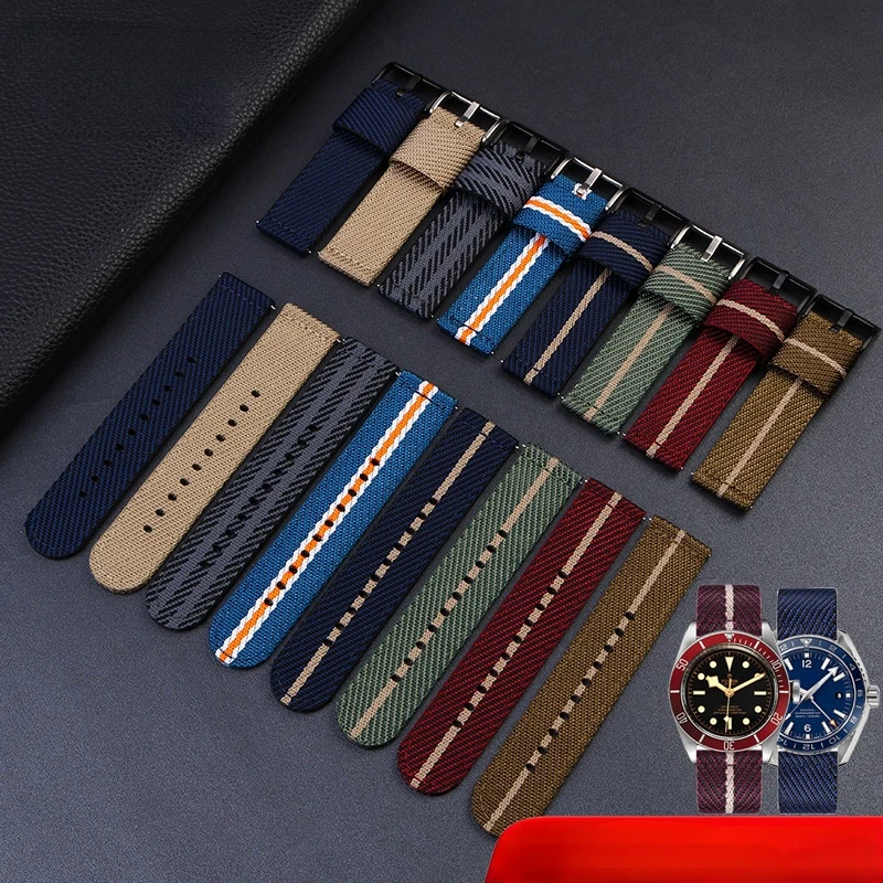 High quality fashion Woven nylon watch band for Armani Omega Seahorse 300 canvas Thickened Sport Strap 18mm 20mm 22mm 24mm