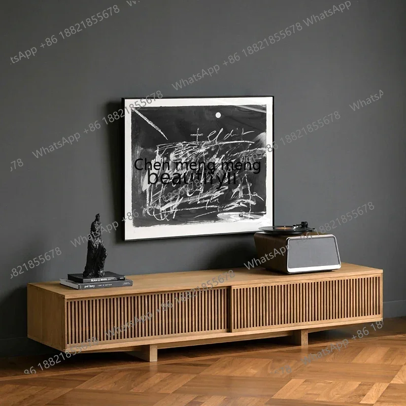 Nordic Japanese retro all-solid wood TV cabinet living room, log rack locker