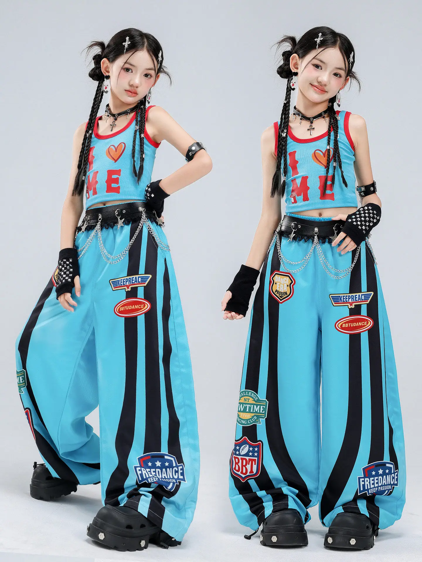 Dopamine Star Jazz Dance Girls Street Dance Outfit Children's Performance Trendy Clothes Female Group Jazz Hip Hop Performanc...