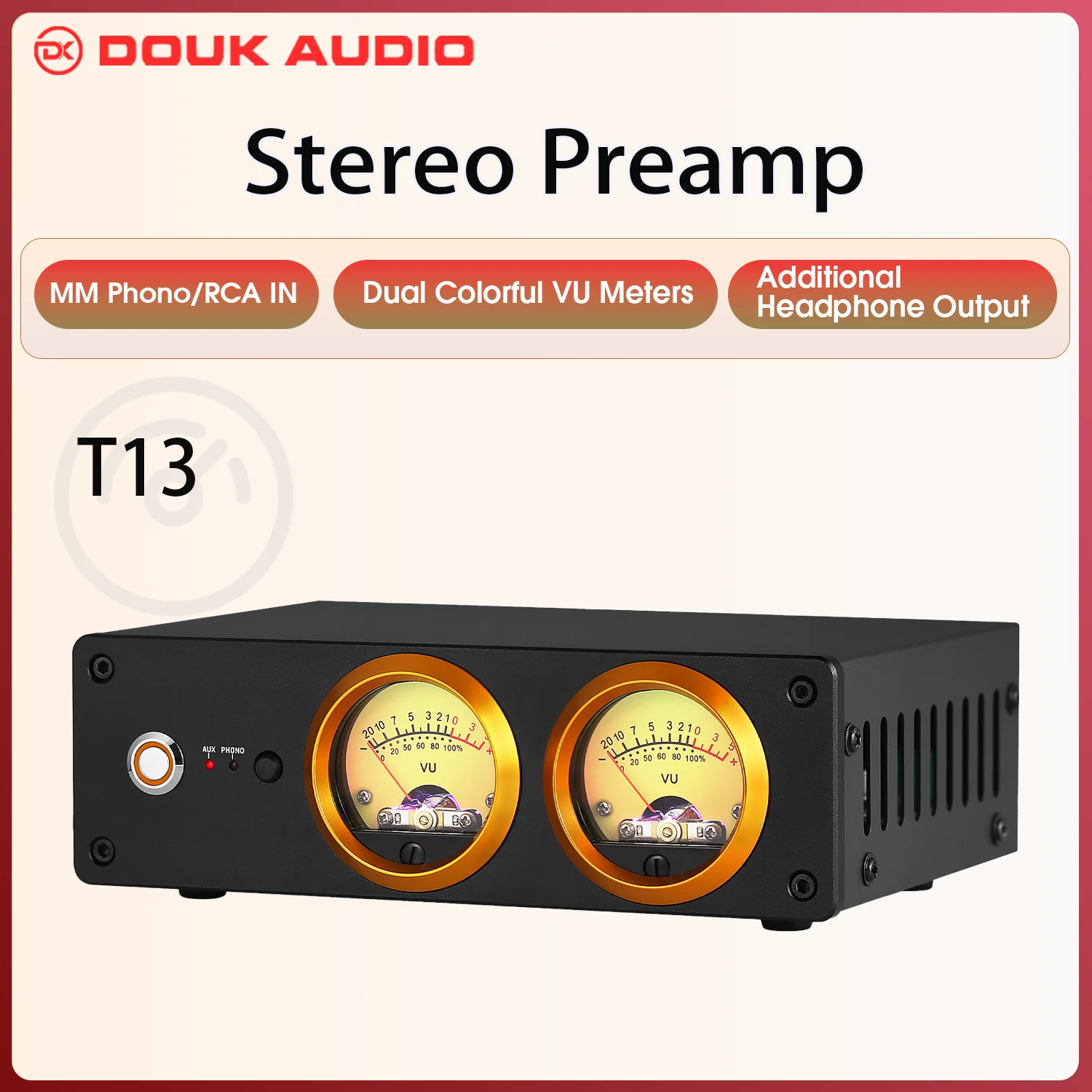 دوك اوديو T13 صغير فونو Preamp للمنزل مم قرص دوار سطح المكتب سماعة مكبر للصوت سجل اللاعبين Preamp مع ثنائي VU متر