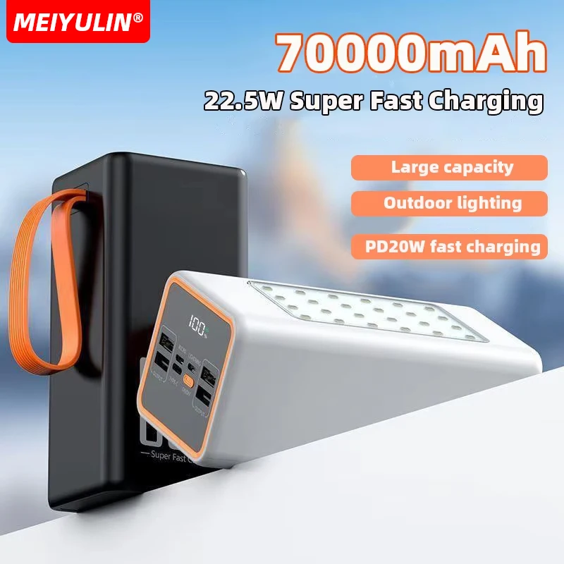 

70000mAh Mobile Power Bank Portable 50000mAh USB C PD Fast Charging Large-Capacity External Battery For IPhone 16 Xiaomi Samsung