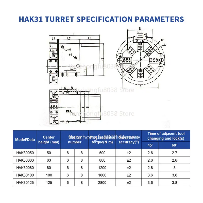 Electric Turret 31063 6 8 Position 6 Turret HAK31 Series 31080 Tool Turret for Numerical Control Lathe