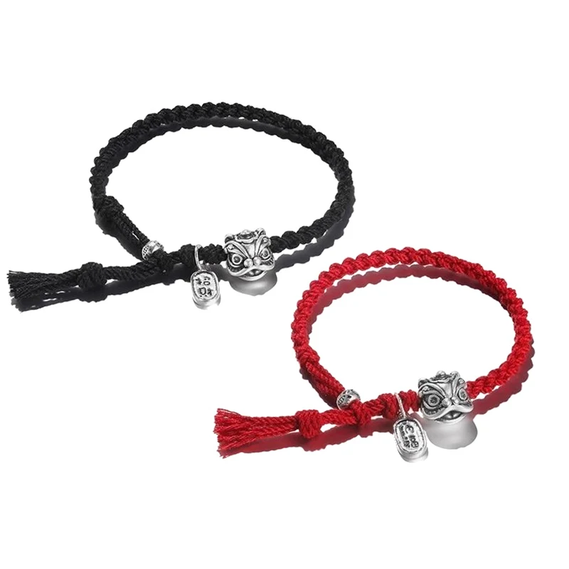 1PC Handmade Lucky Couple Bracelets Red String With Golden Beads Chinese Zodiac Year Charm Accessories