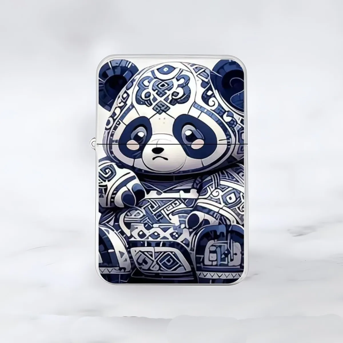 Cute Blue and White Porcelain Panda Lighter Metal Windproof Kerosene Lighter INS Wind Blue and White Lighter Gift