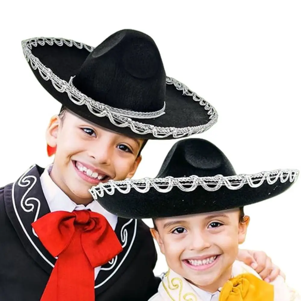 خمر الأسود الاطفال المكسيكي قبعة الساحر قبعة مرحلة الأداء عطلة زي قبعة أفضل القبعات الاطفال تأثيري قبعة زي الطرف