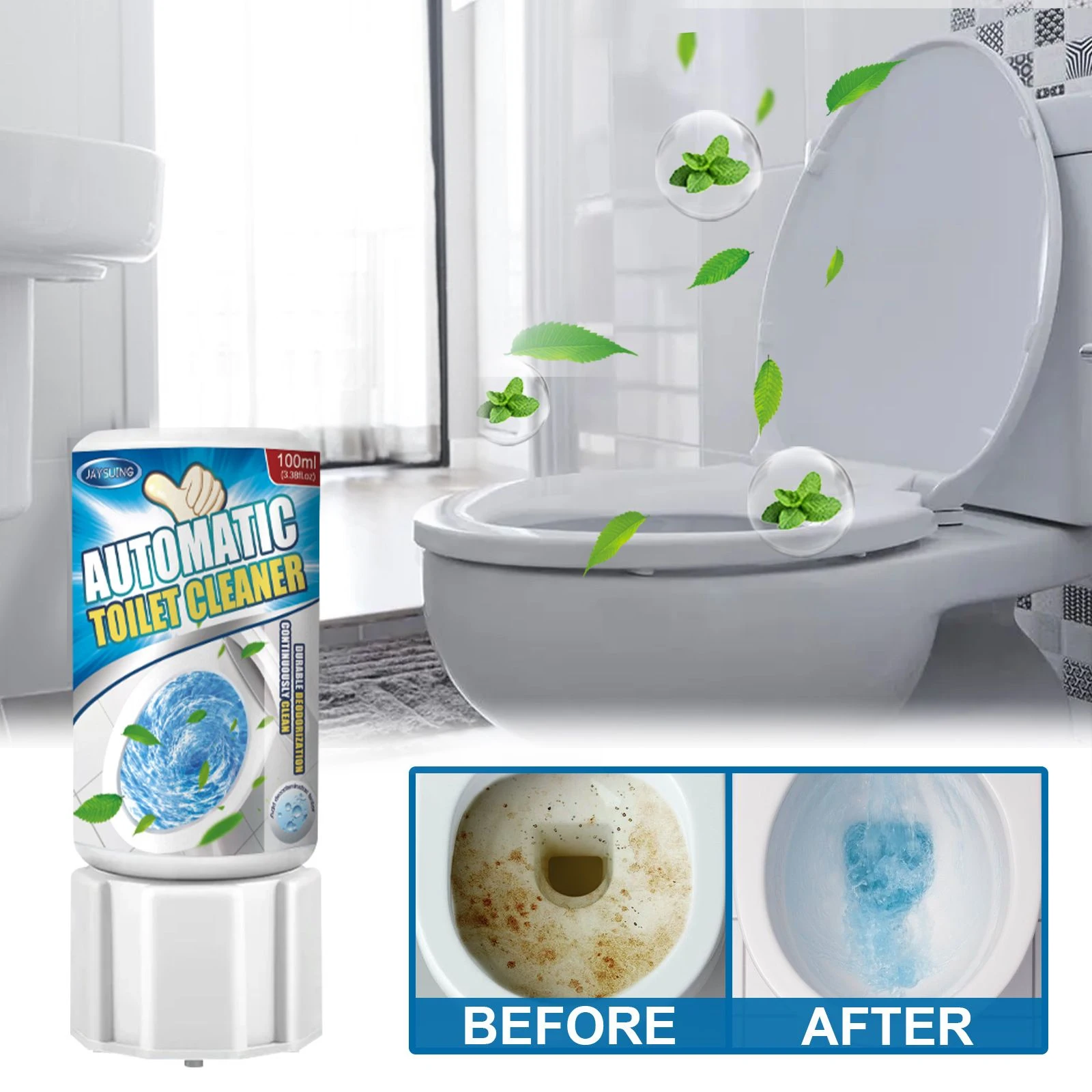 Automatic Flushing Toilet Cleaner Remove Urine Stain Yellowing Eliminate Odor Bathroom Freshener Deodorant Toilet Cleaning Agent