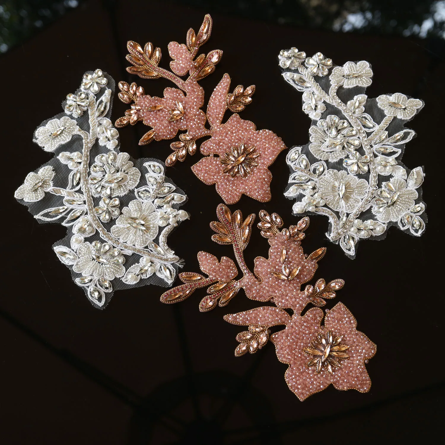 Toppa Applique Di Lusso In Strass Di Vetro Bianco Per Abbigliamento - 5x21 Cm, Ricamo Perline Fai-da-te Per Abiti Da Sposa
