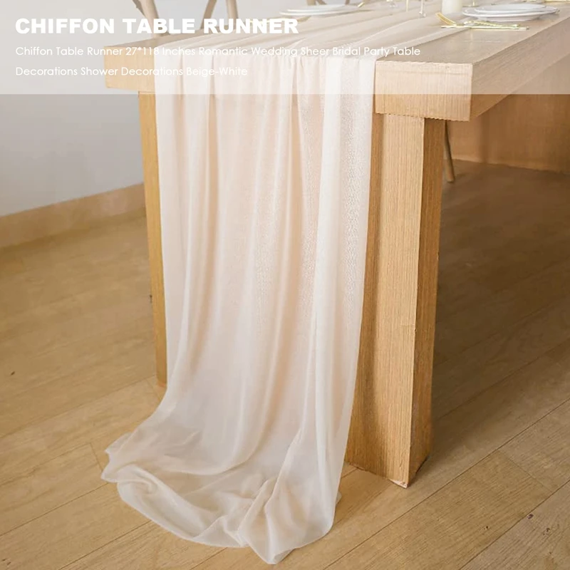 

Chiffon Table Runner 27X118 Inches Romantic Wedding Sheer Bridal Party Table Decorations Shower Decorations