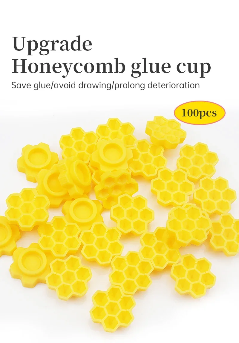 100 個使い捨てまつげエクステンション接着剤ホルダープラスチックスタンドタトゥー接着剤顔料メイクアップツールハニカムカップグラフティングまつげ