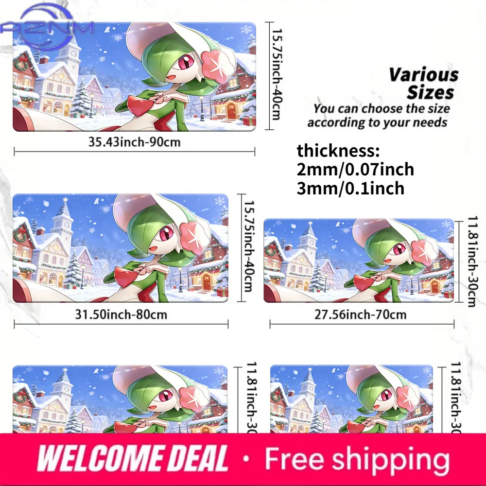 Gardevoir in Snowy Christmas Town Gaming Desk Mat Non-Slip Washable Mouse Pad
