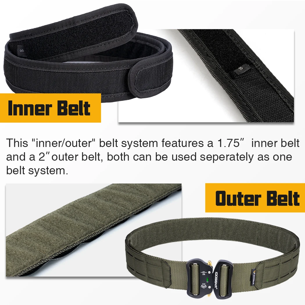 IDOGEAR 2 Zoll Taktischer Gürtel mit 1,75 Zoll Innengürtel Schnellverschluss Metallschnalle MOLLE Lasergeschnittene Herrengürtel 3415 – Detail 19