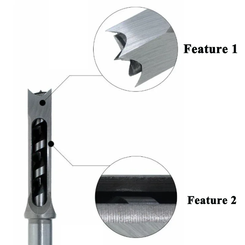 4PCS Square Hole Drill Bits High Hardness HSS Twist Square Auger Mortising Chisel Bore Hole Saw Brocas Bit for Woodworking