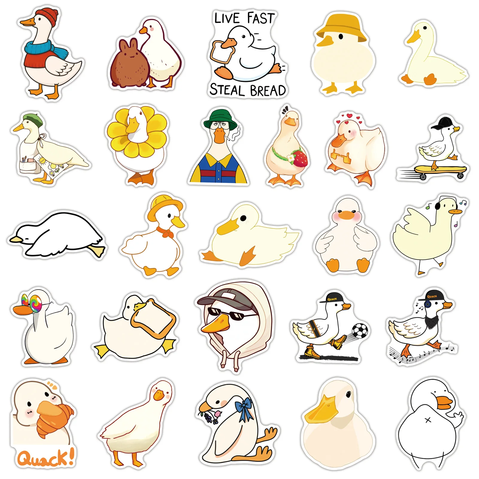 50 قطعة جديد لطيف بطة الكتابة على الجدران ملصقات الإبداعية الحيوان الكرتون صائق دفتر الهاتف الغيتار سكيت كوب الثلاجة الكلاسيكية ألعاب أطفال