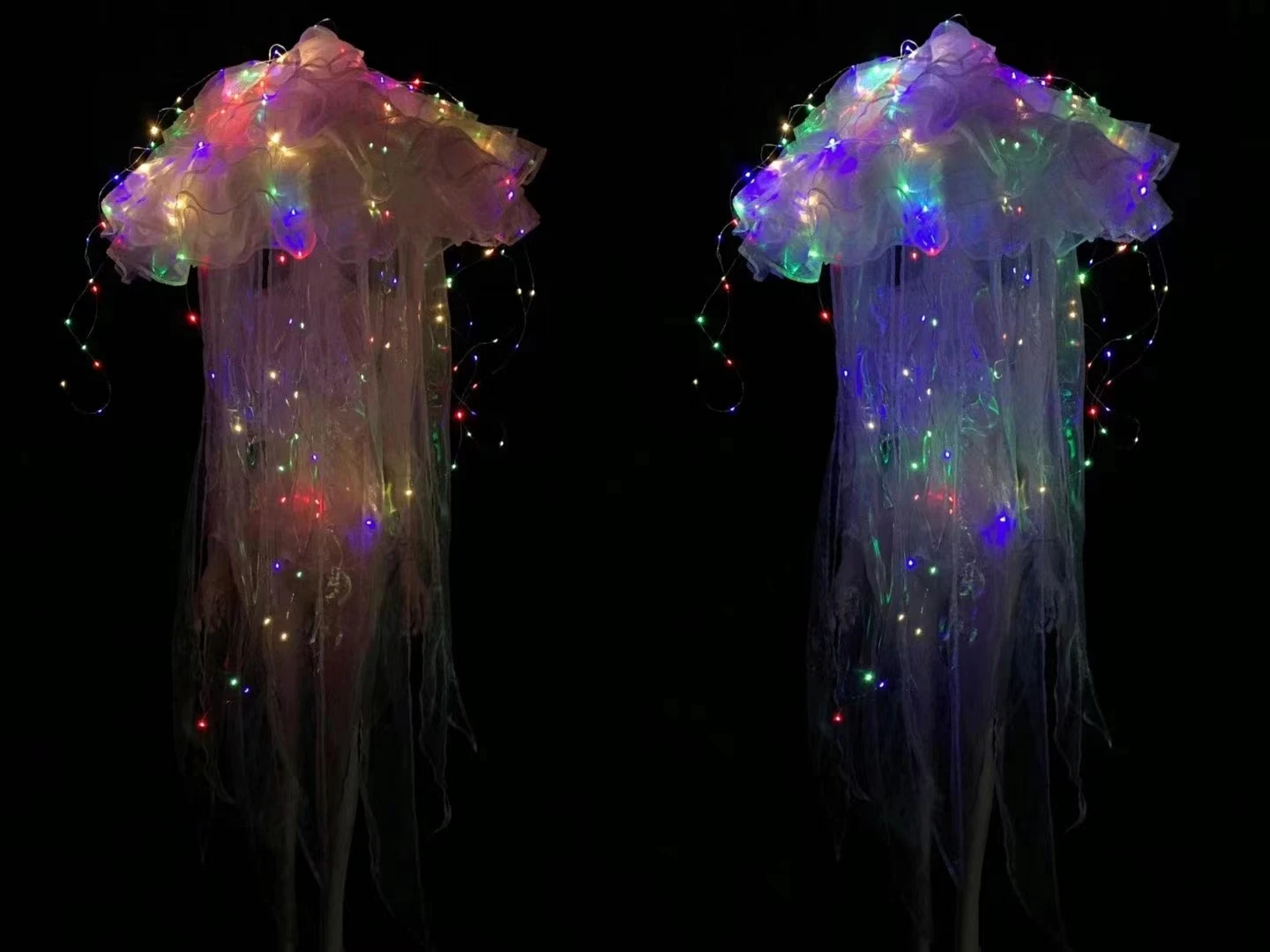 LED jellyfish umbrella luminous umbrella headwear stage performance Valentine\'s day jellyfish nightclub bar gogo costumes