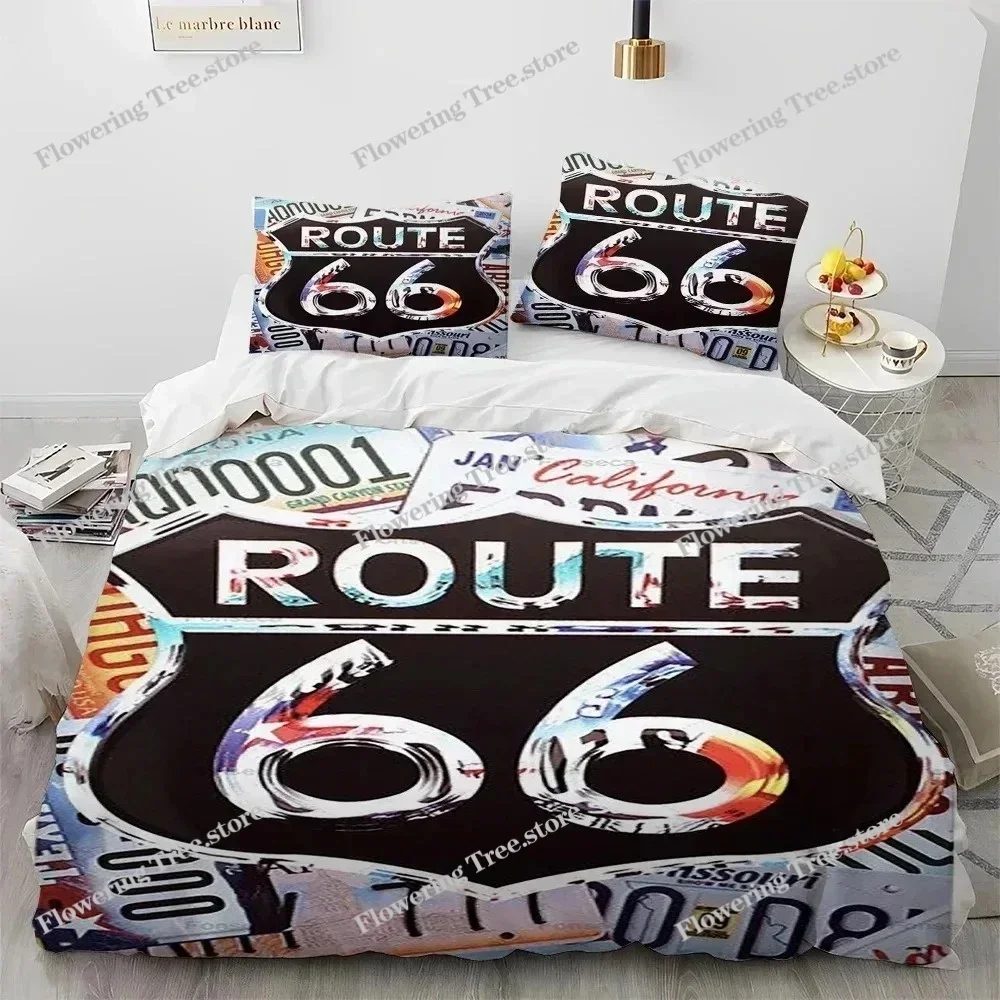3D Print Historic Route 66,Mother Road,Comforter Bedding Set,Duvet Cover Bed Set Quilt Pillowcase,king Queen Size Bedding Set029