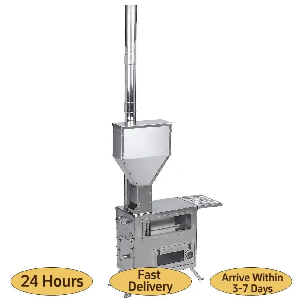 

Дровяная печь с дымоходом и духовкой для наружного отопления и приготовления пищи, для зимней рыбалки и охоты