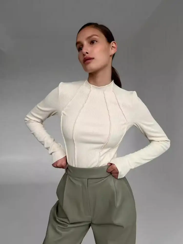 

Пуловер женский вязаный с круглым вырезом и длинным рукавом, Модный бежевый Повседневный простой свитер в Корейском стиле, весна-осень