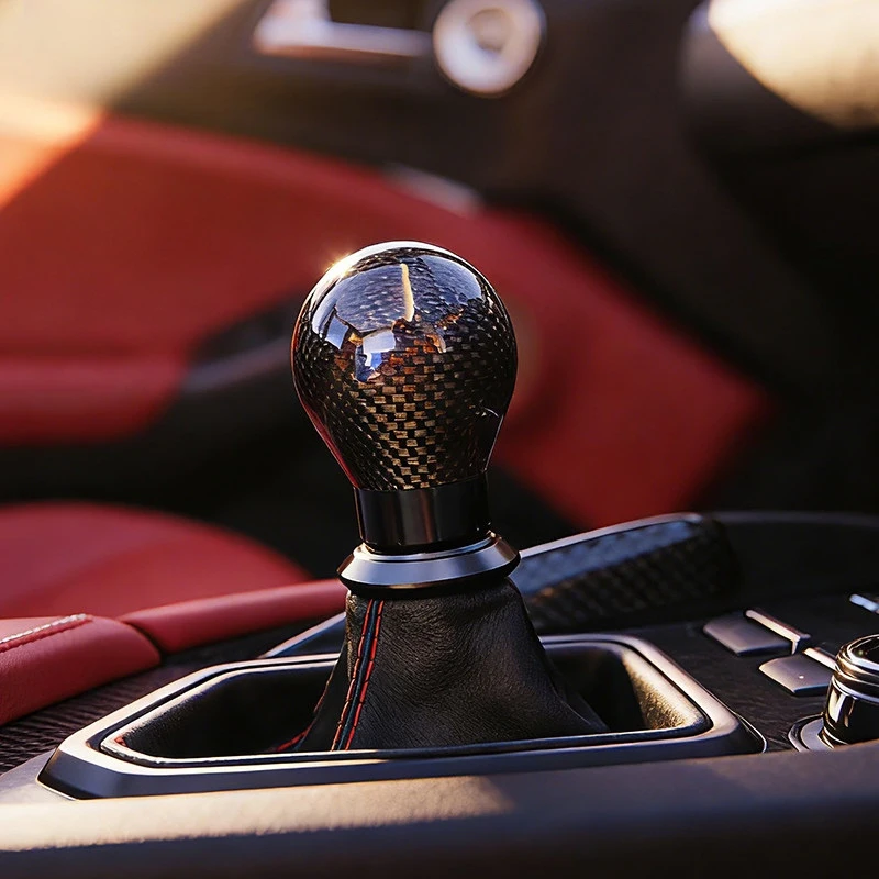 Carbon Fiber Aluminum Alloy Car Gear Shift Knob Manual Transmission Shifter Lever Knob Round Ball Shape Handle Knob Auto Parts