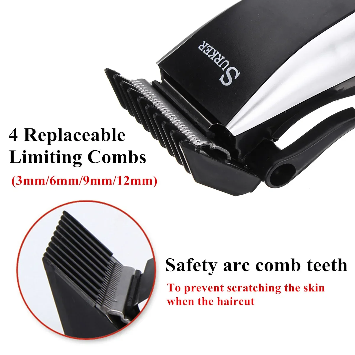 220V Professional Electric Hair Trimmer Hair Clippers Cutting for Kids Man Adult Anti Slip Set Scissor EU Plug