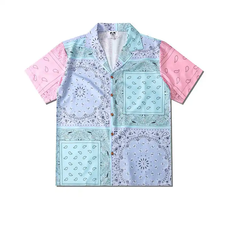 Beach Vacation Travel Sanya Style Short Sleeved Shirt Men's Retro Hawaiian Cashew Flower Printed Shirts