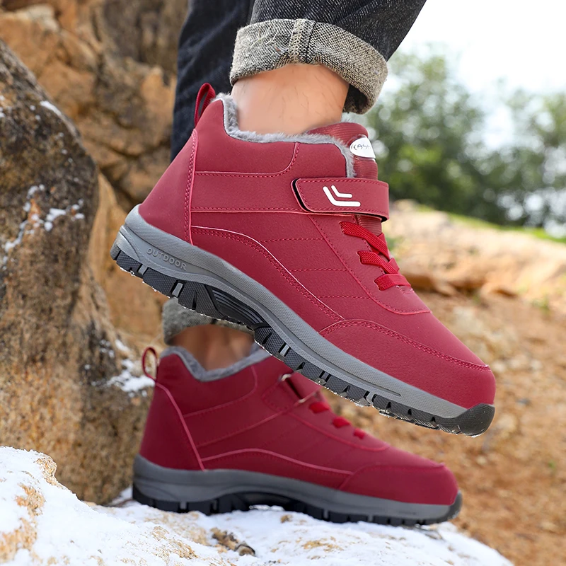 أحذية شتوية حرارية مقاومة للماء للرجال - أحذية رياضية ثلجية مبطنة بالقطيفة غير قابلة للانزلاق للطقس البارد
