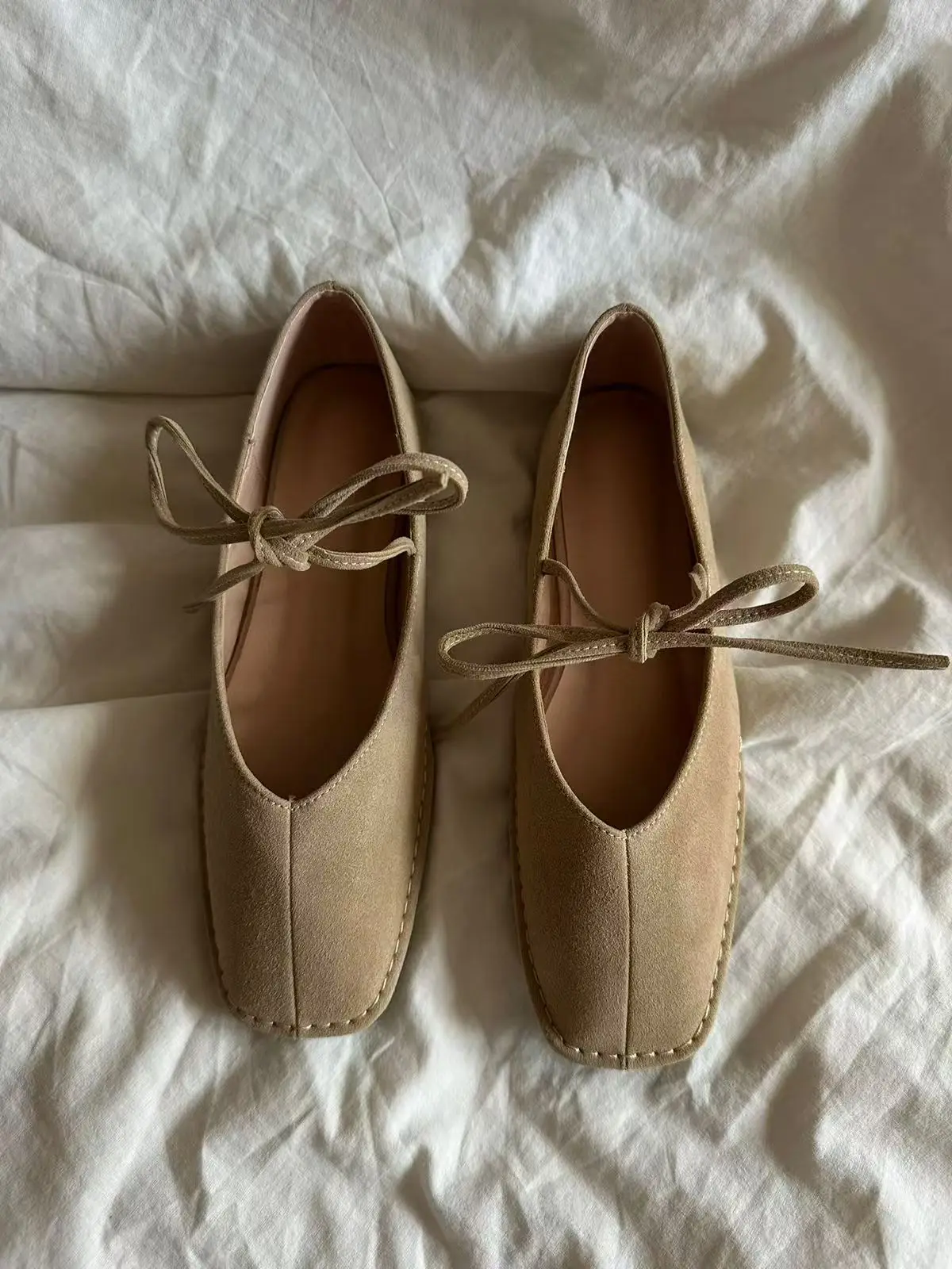 موضة جديدة ساحة تو ماري جينس السيدات الشقق الانزلاق على الأحذية في الهواء الطلق الإناث فراشة عقدة الأحذية لوليتا النساء أحذية مسطحة #1