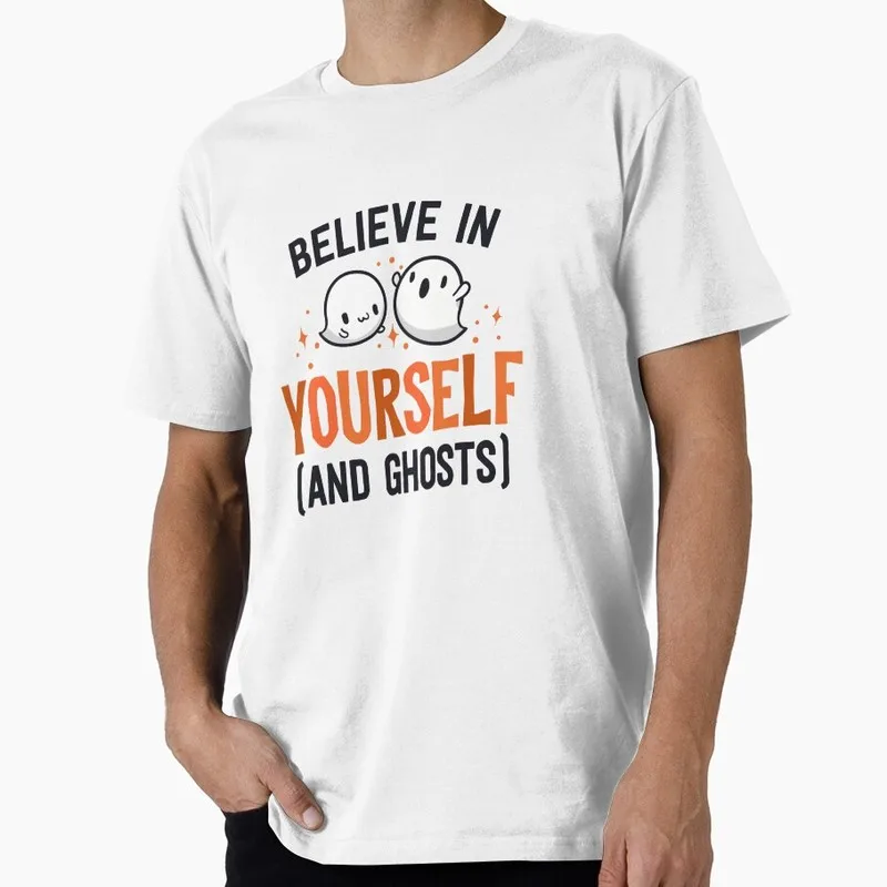 Believe In Yourself And Ghosts Be Kind Kindness Halloween Gift T Shirt Funny Unisex Trick or Treat Costume Party Tops