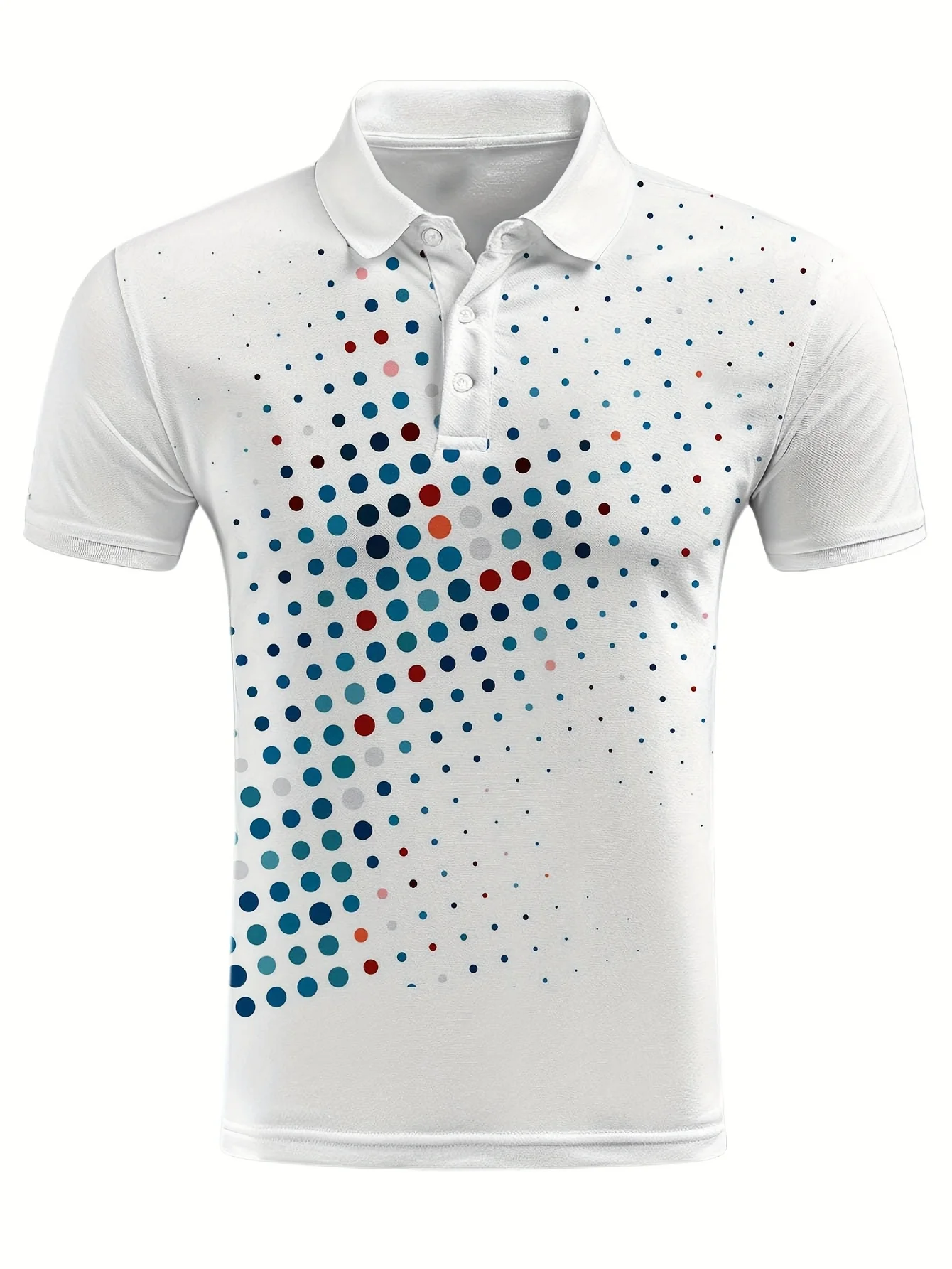 New men's short-sleeve polo shirt T-shirt, loose-fitting and tailored with printed patterns, versatile basic crew-neck top suita