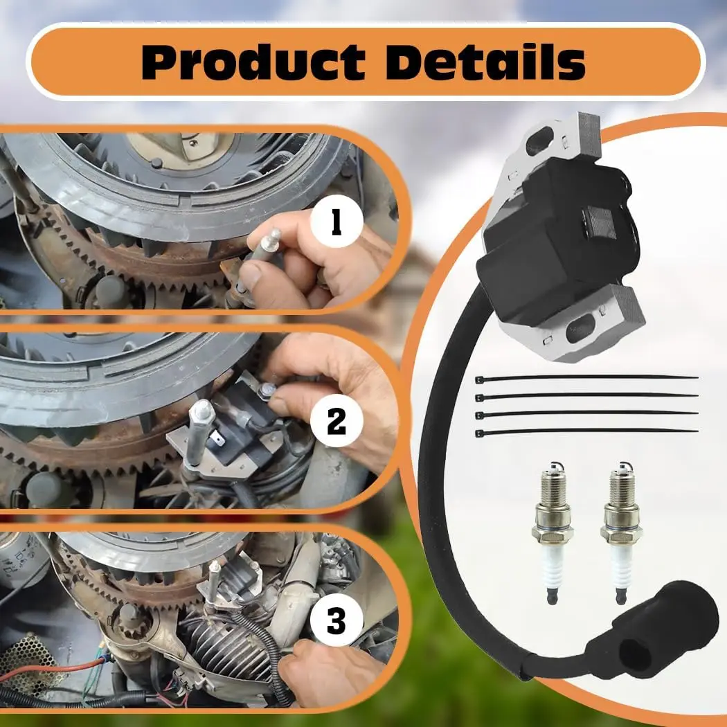 2 Pack of 21171-0740 Ignition Coil Module with Spark Plug for Kawasaki FX730V FR691V FR541V FR651V FR730V FS481V FR600V FS FX Se