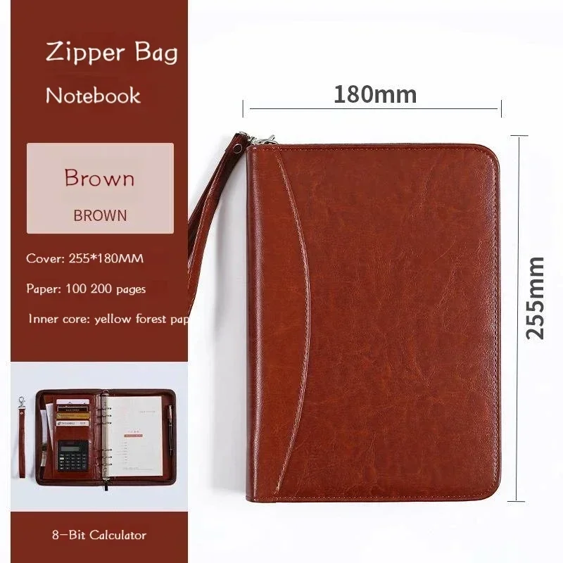 

Business Folder Holder Zippered With Organizer Folders Contract File Leather Stationery Multifunctional Clip Card